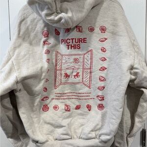 Picture This Graphic Hoodie - Cream with Red Print